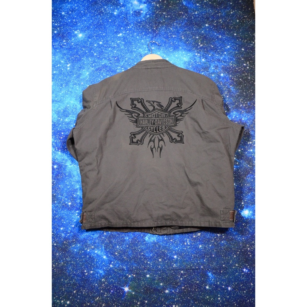 Harley-Davidson Jacket Mens Large Gray Cafe Racer Embroidered Back 97460-07VM